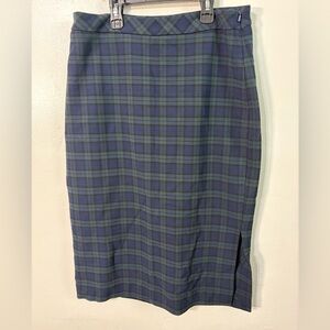 Banana Republic Blue and Green Plaid Pencil Skirt